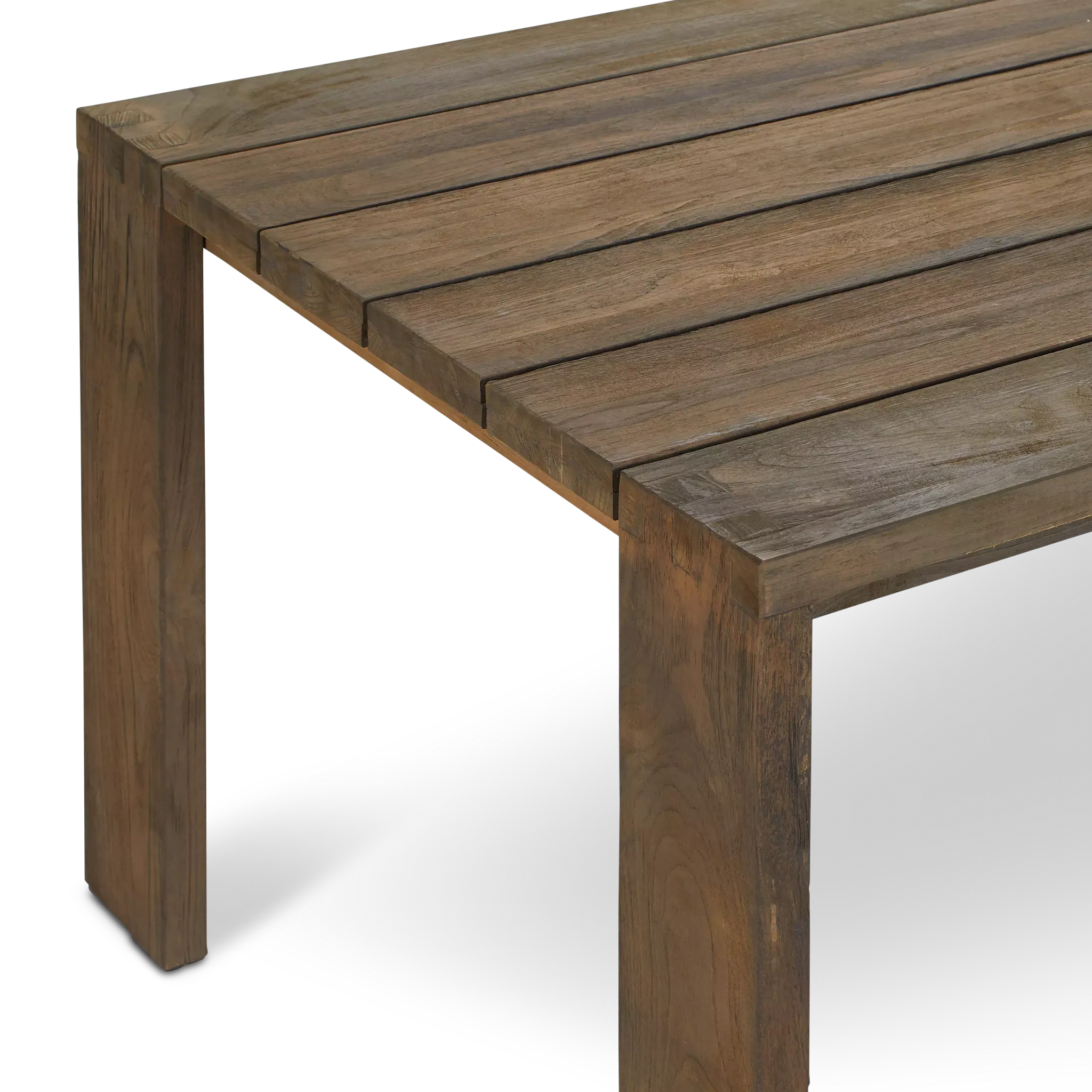 Linear Dark Gray White 86" Teak Table & 4 Cushioned Side Chairs