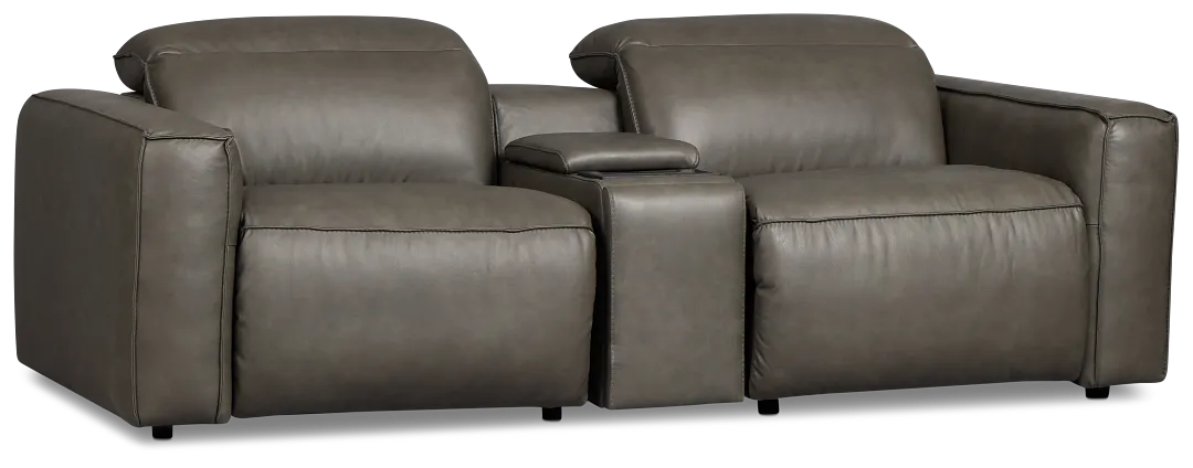 Ryland Dark Gray Lthr/vinyl Power Reclining Console Sofa