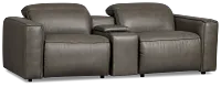 Ryland Dark Gray Lthr/vinyl Power Reclining Console Sofa