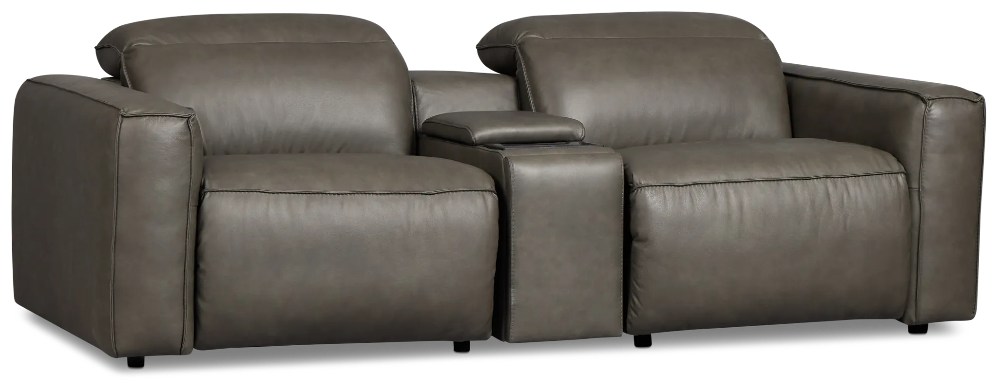 Ryland Dark Gray Lthr/vinyl Power Reclining Console Sofa