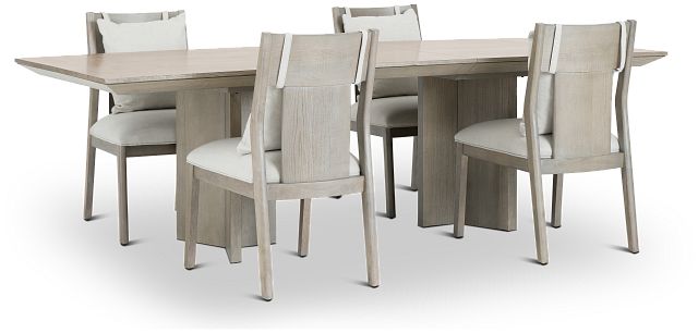Pasadena Light Tone Rectangular Table & 4 Upholstered Chairs