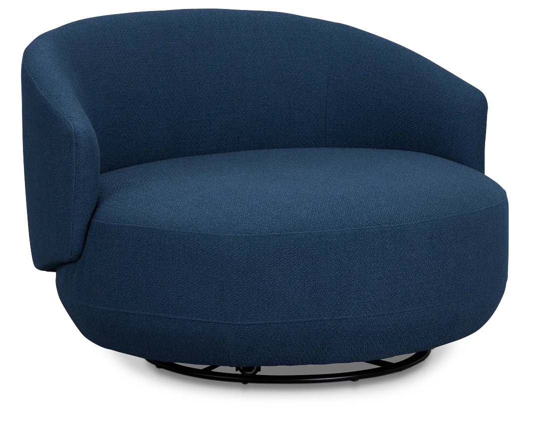 Chrisley Dark Blue Fabric Swivel Accent Chair