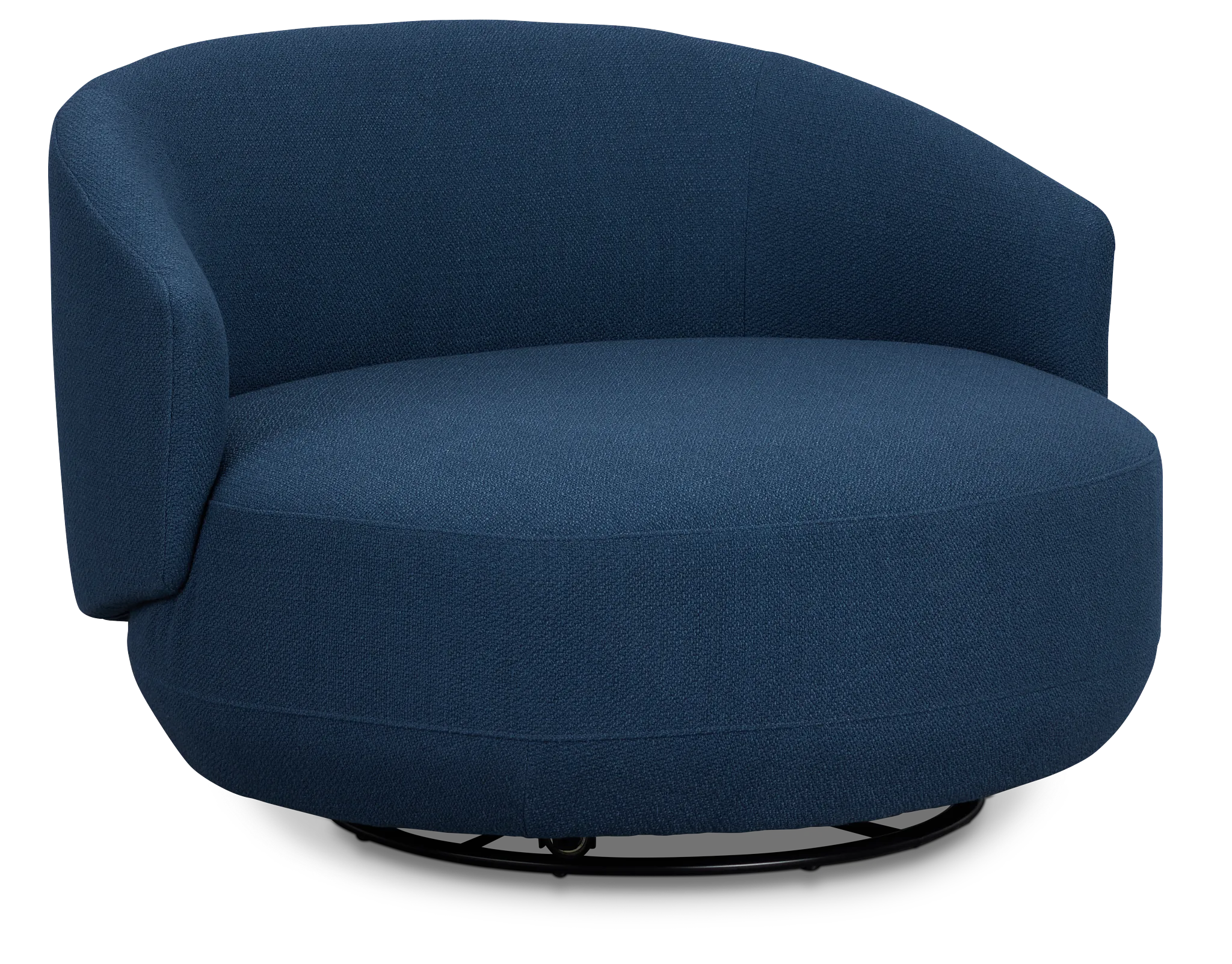 Chrisley Dark Blue Fabric Swivel Accent Chair