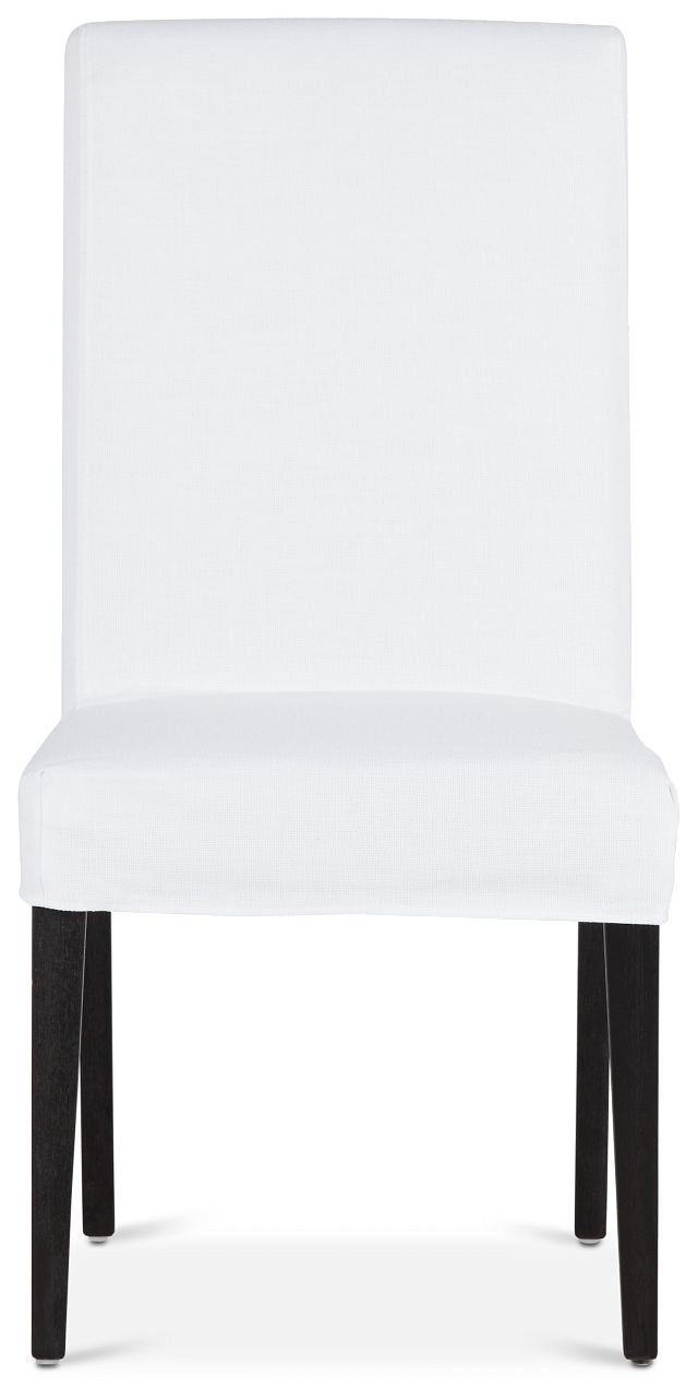 Destination White Short Slipcover Chair With Dark-tone Leg