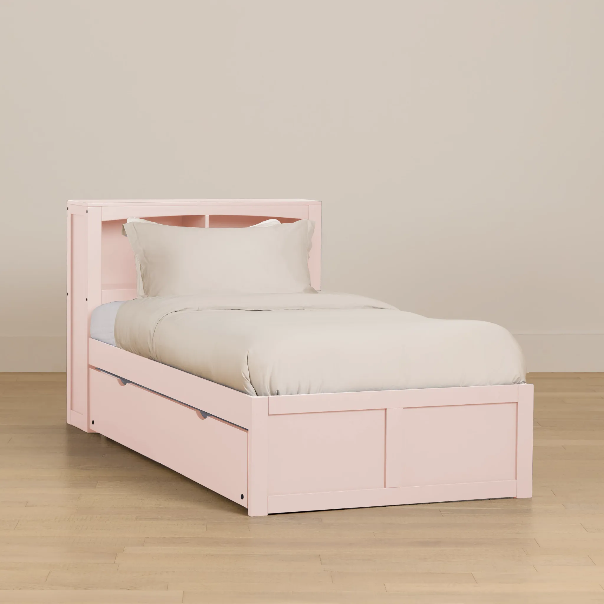 Charleston Pink Bookcase Trundle Bed
