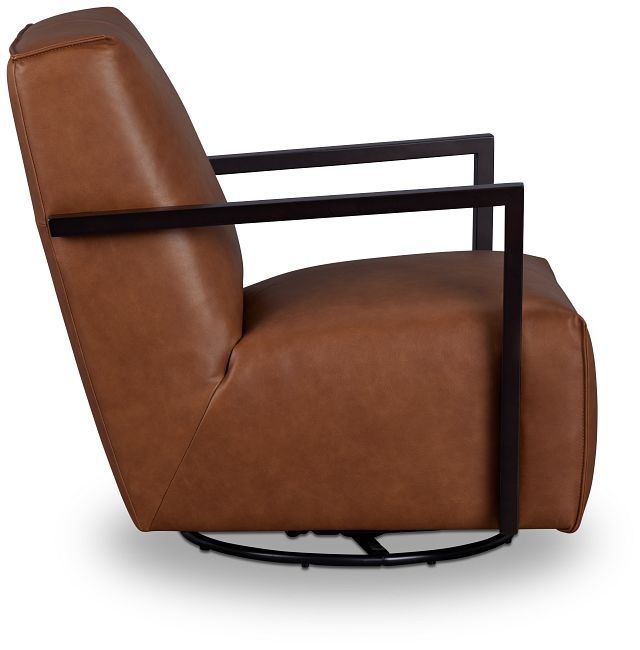 Lucas Dark Brown Leather Swivel Rocker Glider