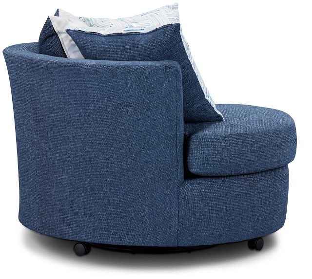 Rhodes Dark Blue Fabric Swivel Chair