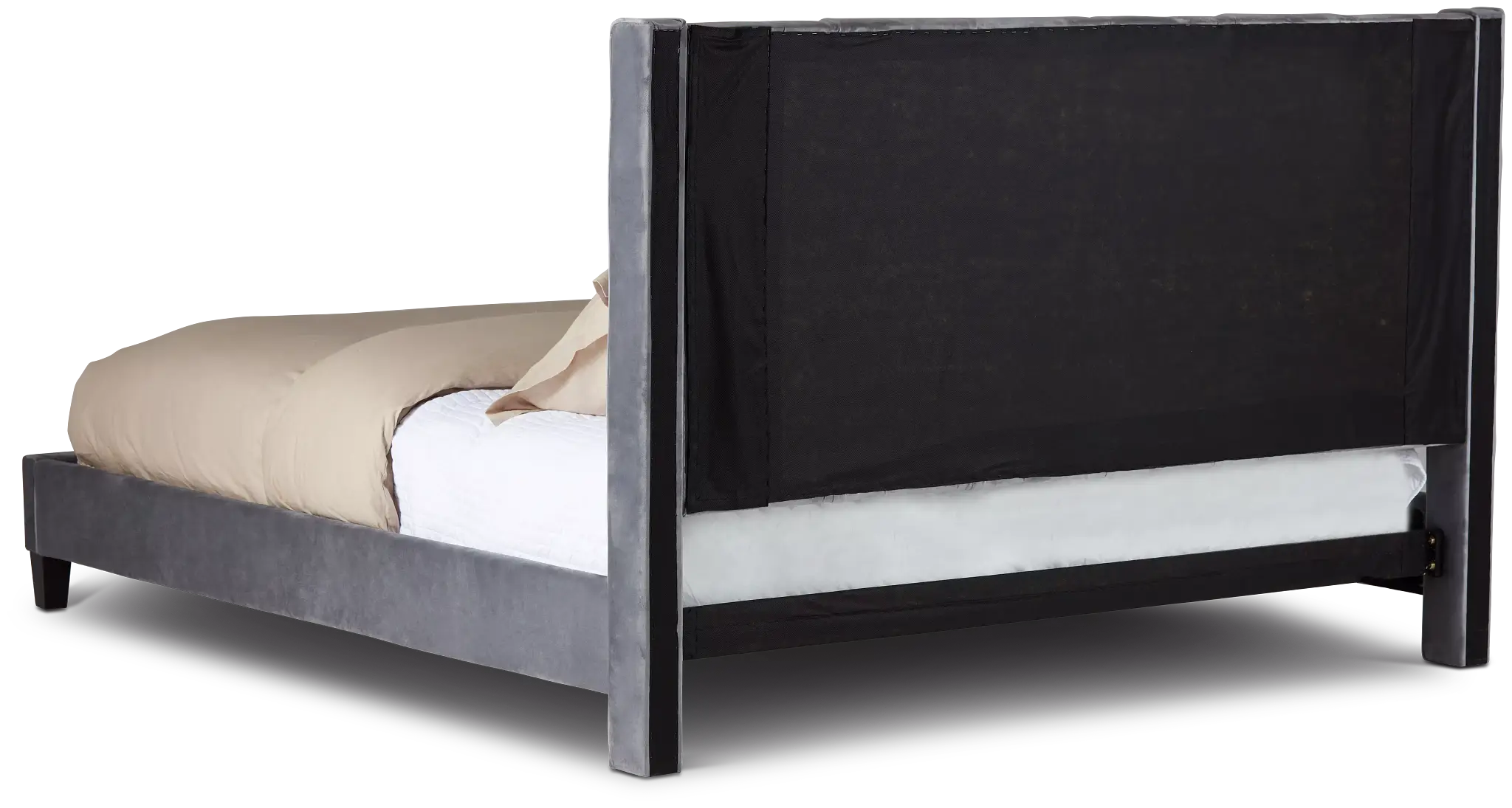 Audrey Dark Gray Velvet Platform Bed Audrey Dark Gray Velvet Platform Bed