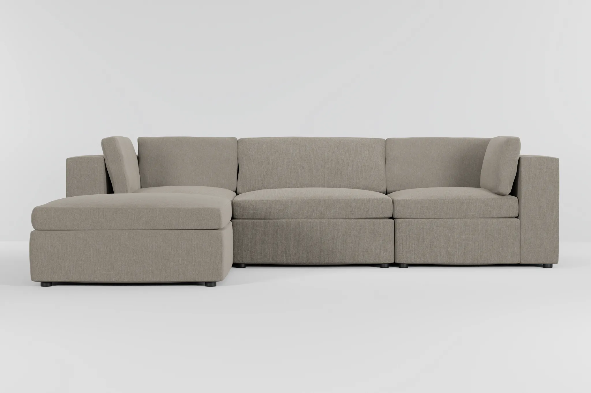 Destin Elevation Khaki Fabric 4-piece Bumper Sectional