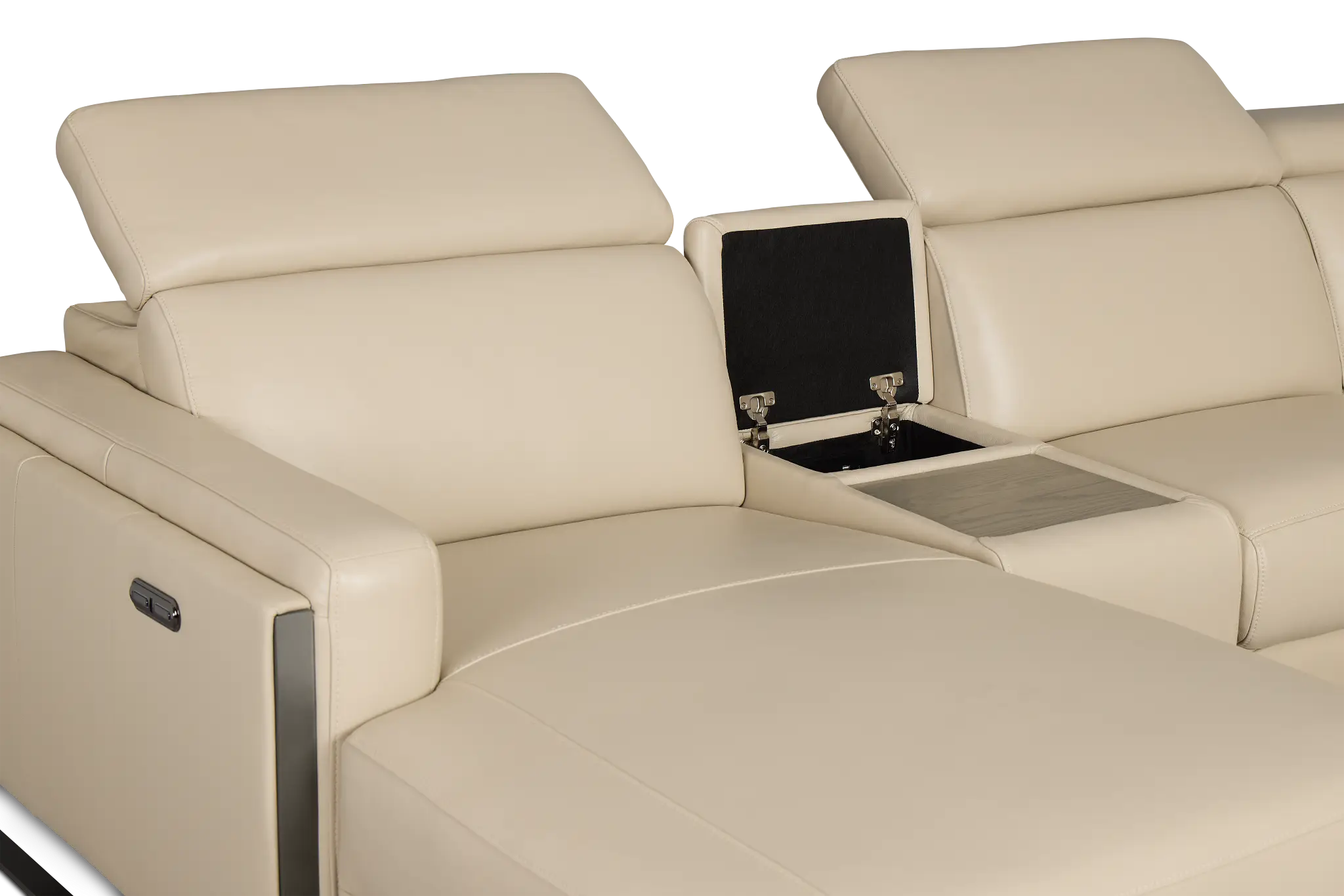 Atlas Taupe Lthr/vinyl Medium Power Reclining Left Chaise Sectional Atlas Taupe Lthr/vinyl Medium Power Reclining Left Chaise Sectional