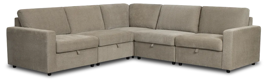 Addie Gray Fabric Small 2-arm Storage Sectional