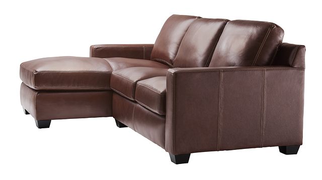 Carson Medium Brown Leather Small Left Chaise Sectional (1)