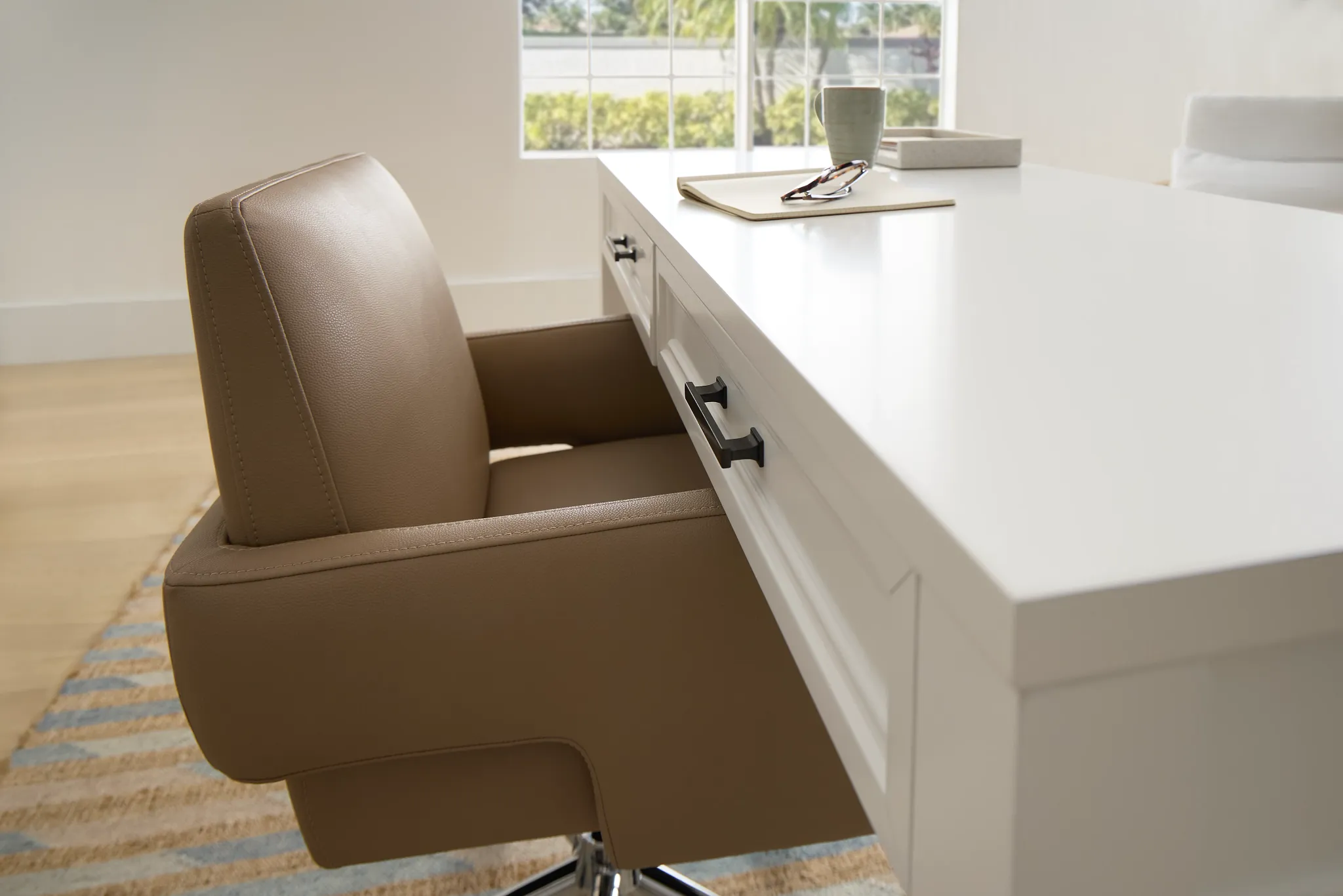 Skye Beige Swivel Desk Chair