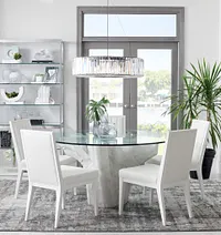 Ocean Drive 60" Glass Table & 4 Wood Chairs