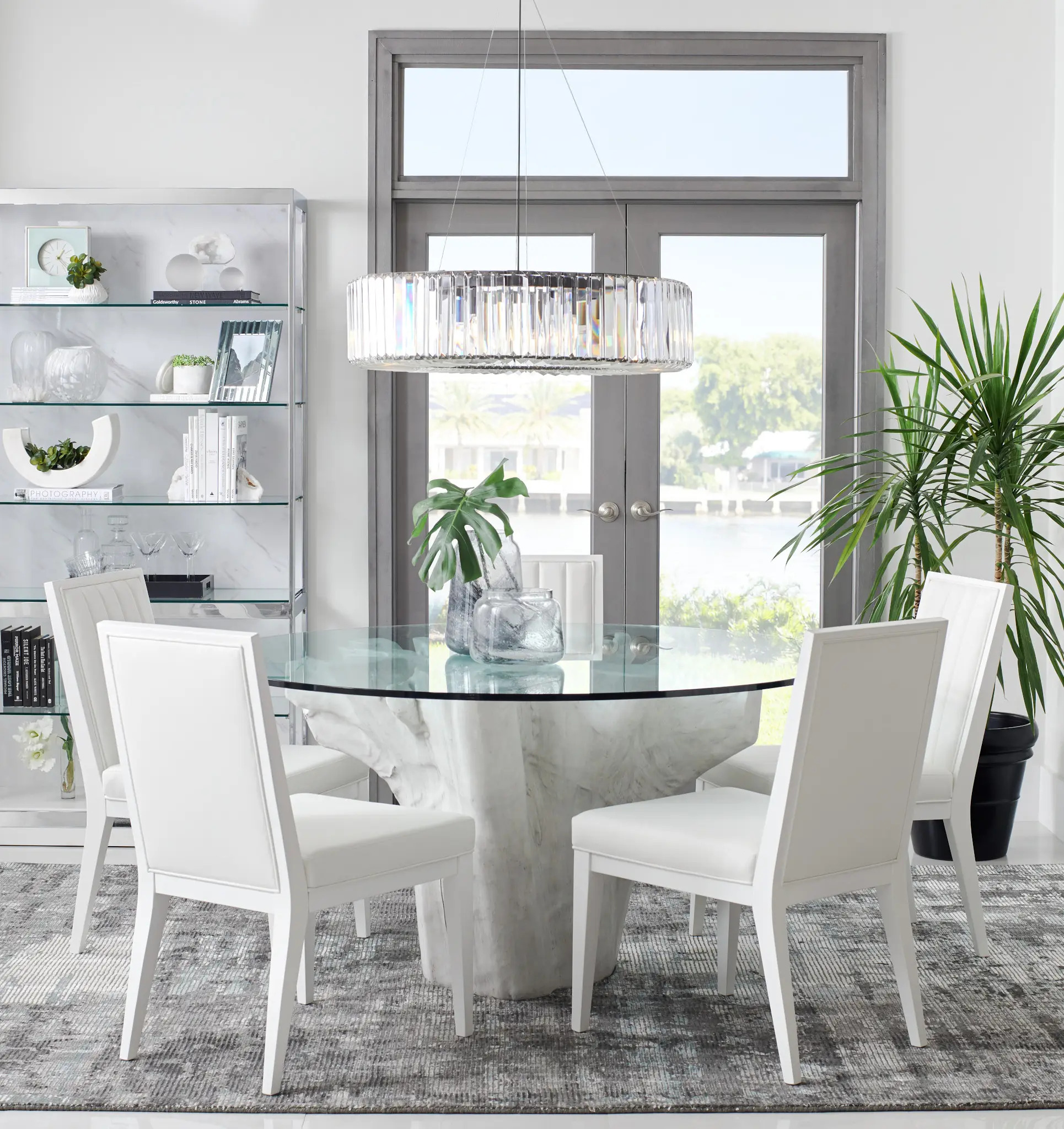 Ocean Drive 60" Glass Table & 4 Wood Chairs Ocean Drive 60" Glass Table & 4 Wood Chairs