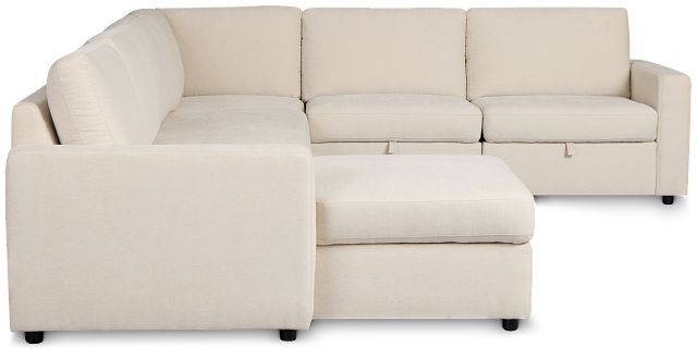 Addie Beige Fabric Medium Left Chaise Storage Sleeper Sectional