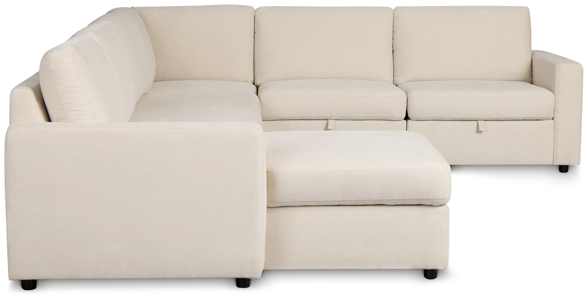 Addie Beige Fabric Medium Left Chaise Storage Sleeper Sectional