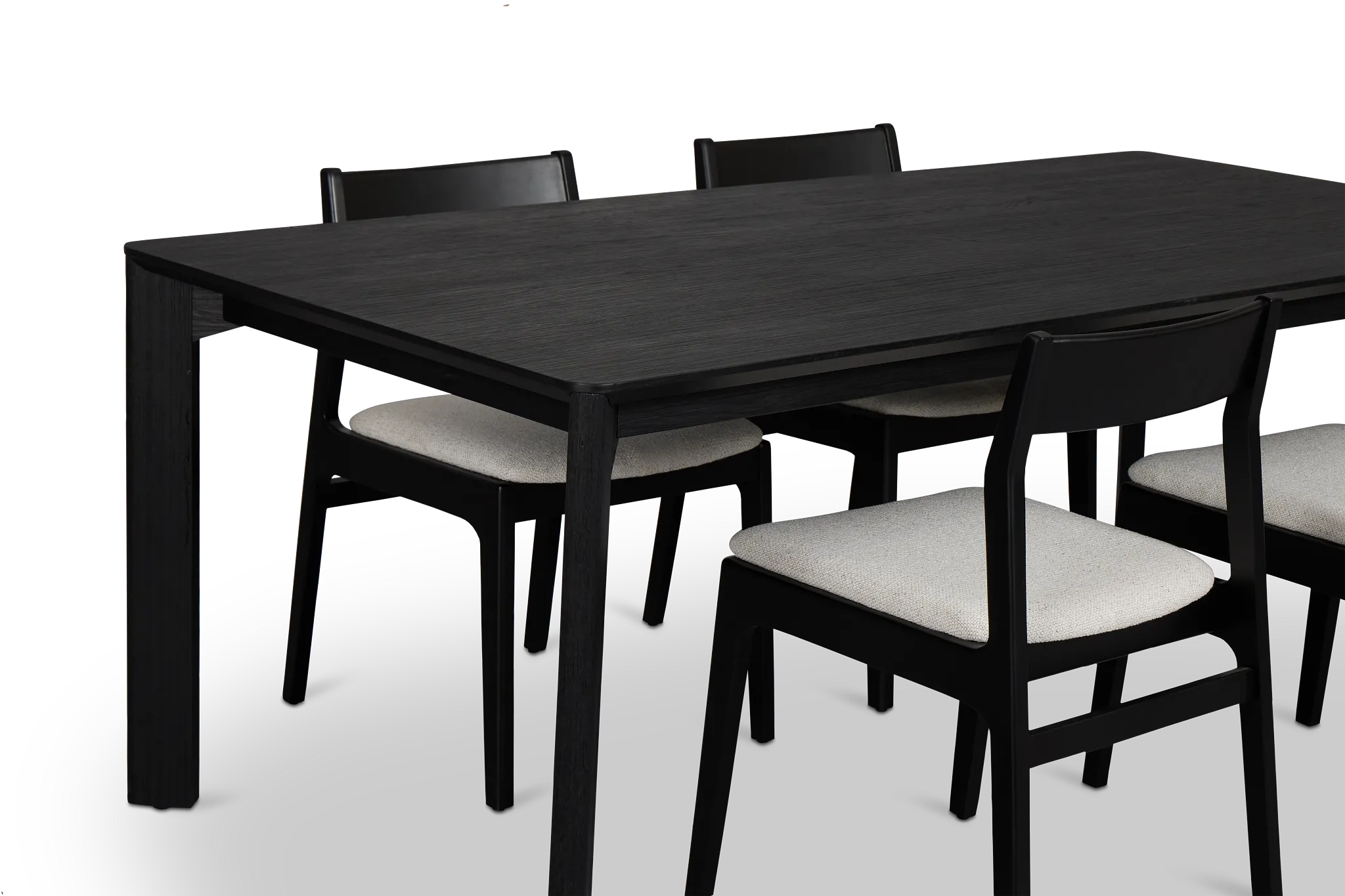 Santorini Black Rect Table & 4 Upholstered Chairs