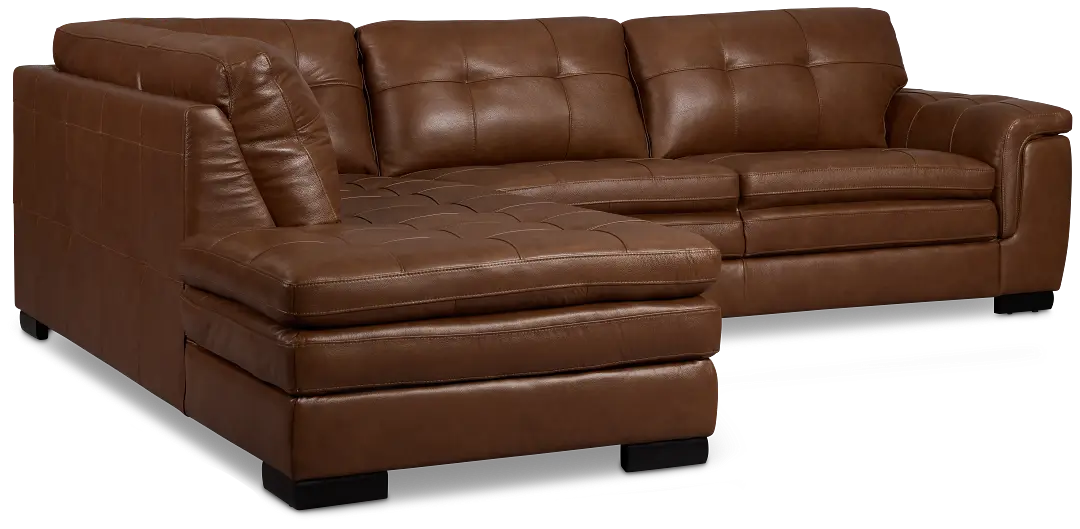Braden Medium Brown Leather Small Left Bumper Sectional Braden Medium Brown Leather Small Left Bumper Sectional