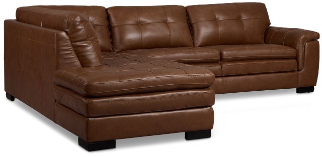 Braden Medium Brown Leather Small Left Bumper Sectional