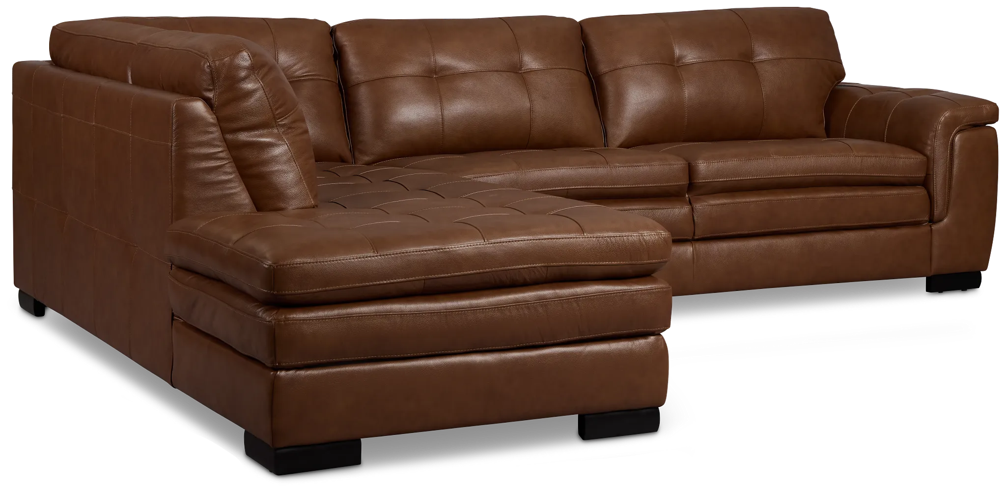 Braden Medium Brown Leather Small Left Bumper Sectional