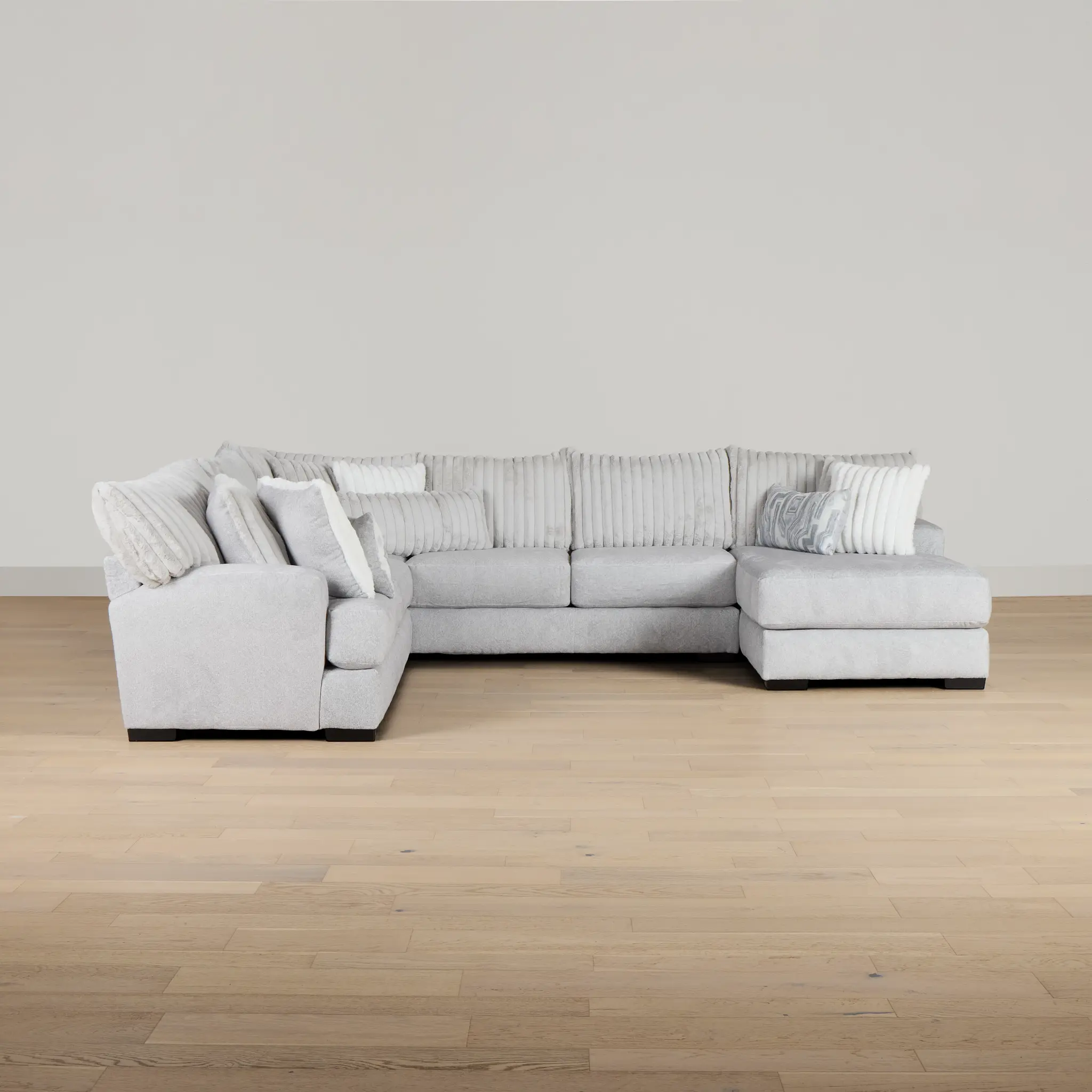 Kylie Light Gray Fabric Medium Right Chaise Sectional Kylie Light Gray Fabric Medium Right Chaise Sectional