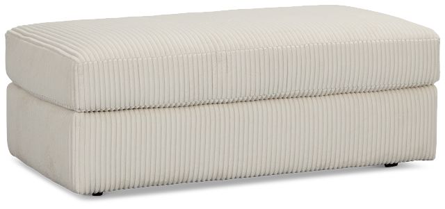 Charlie Ivory Fabric Ottoman
