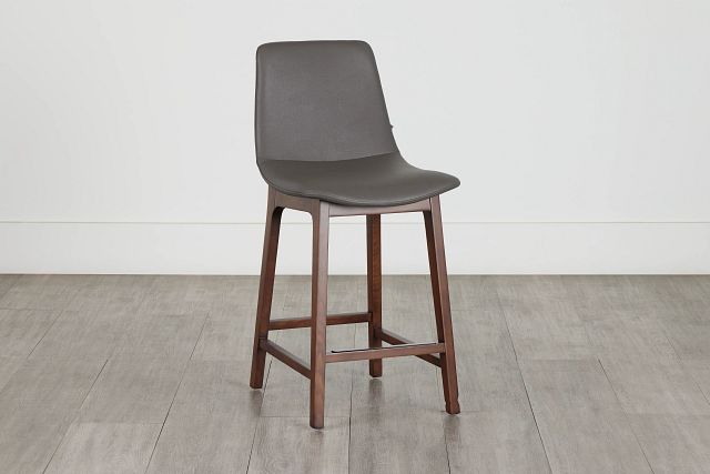 Hamilton Dark Gray Micro 24" Upholstered Barstool