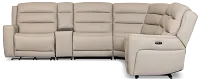 Wilder Taupe Leather Large Tri Power Sectional W/refrigerated Console
