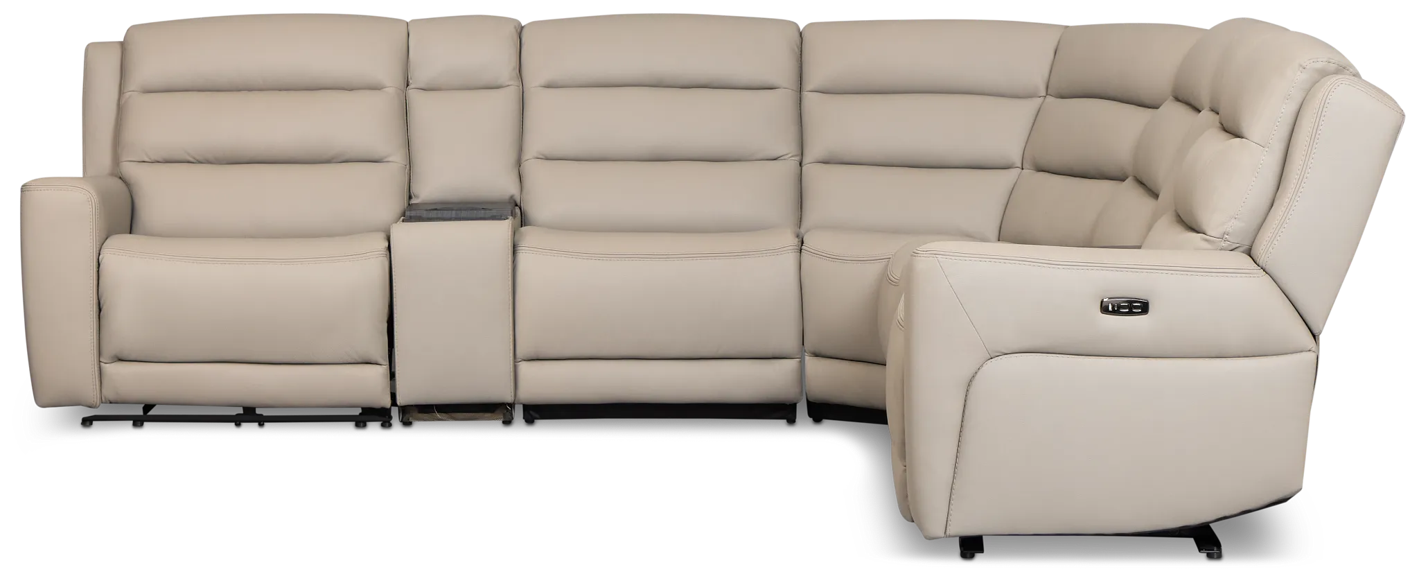 Wilder Taupe Leather Large Tri Power Sectional W/refrigerated Console