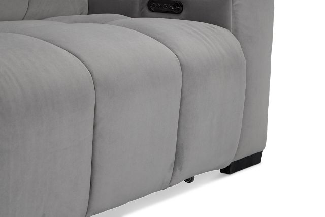 Gemma Light Gray Velvet Power Reclining Sofa