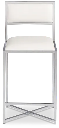 Amalfi Whitestnl Steel 24" Upholstered Barstool