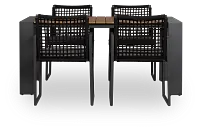 Sunrise Dark Gray Teak Rectangular Table & 4 Aluminum Arm Chairs