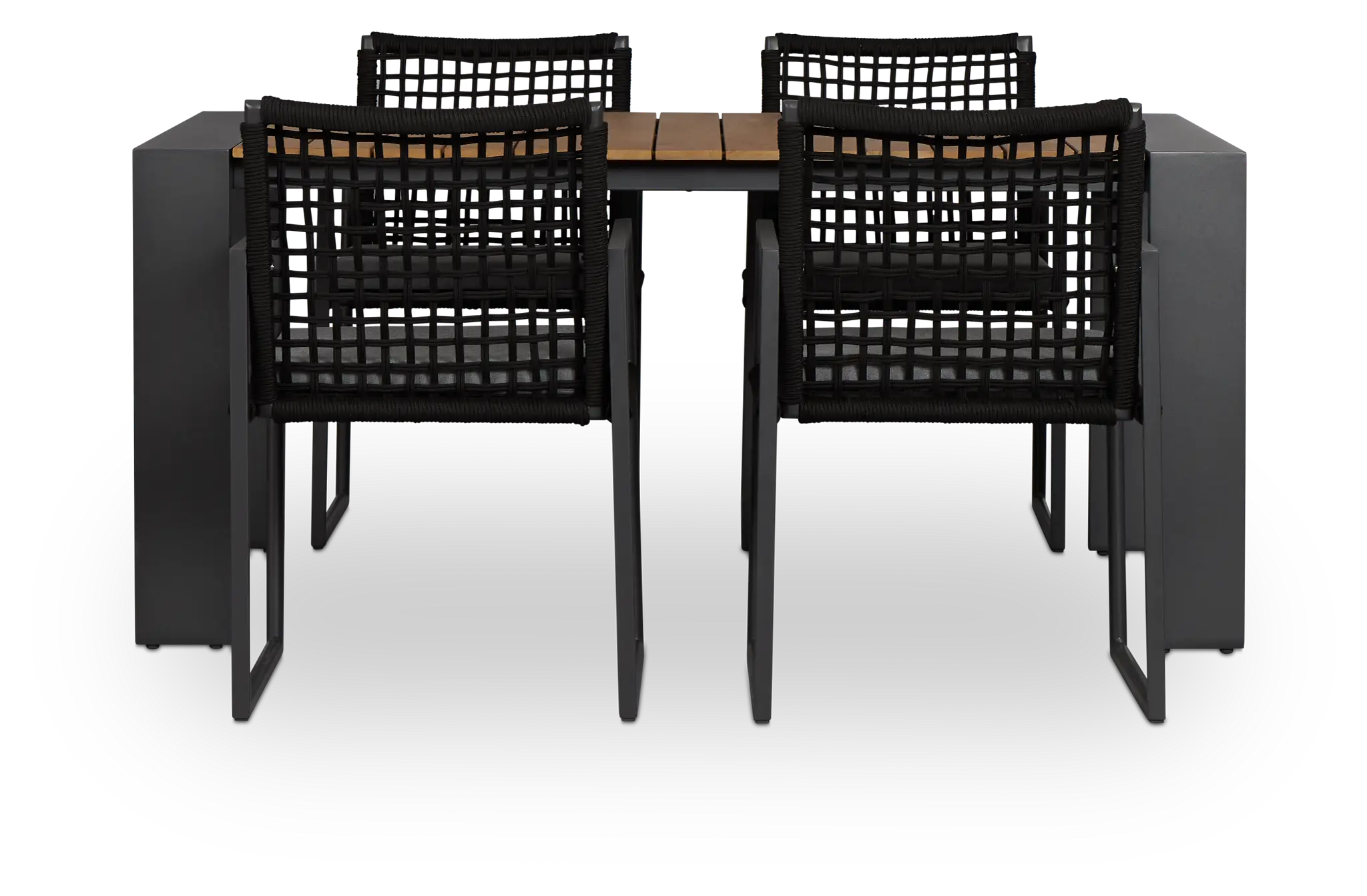 Sunrise Dark Gray Teak Rectangular Table & 4 Aluminum Arm Chairs Sunrise Dark Gray Teak Rectangular Table & 4 Aluminum Arm Chairs