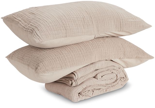 Cardaff Beige 3-piece Duvet Set