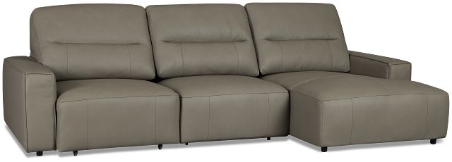 Rudy Gray Lthr/vinyl Right Power Extension Chaise Sectional