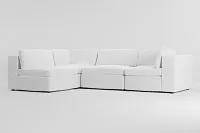 Destin Revenue White Fabric 4-piece Modular Sectional