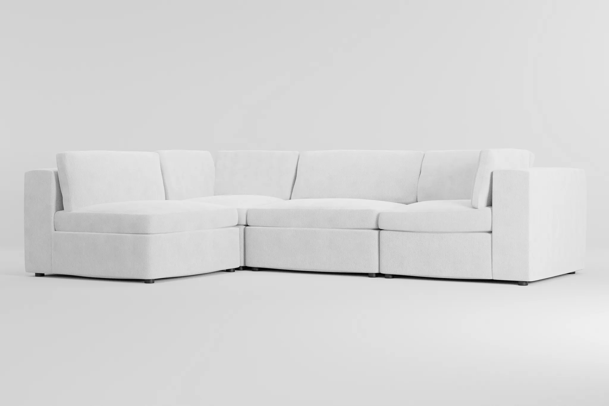 Destin Revenue White Fabric 4-piece Modular Sectional