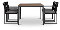 Sunrise Dark Gray Teak Rectangular Table & 4 Aluminum Arm Chairs