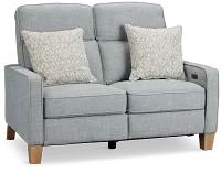 Bayside Light Blue Fabric Power Reclining Loveseat