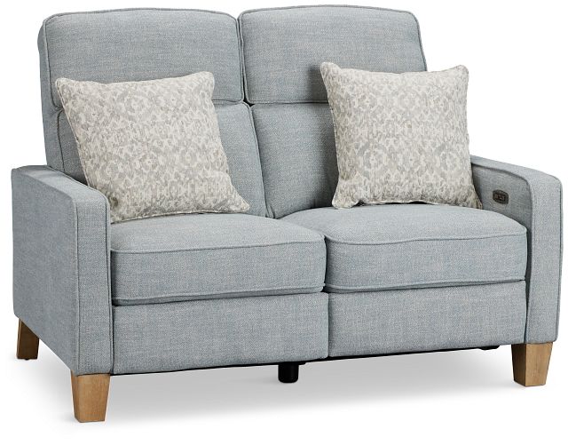 Bayside Light Blue Fabric Power Reclining Loveseat