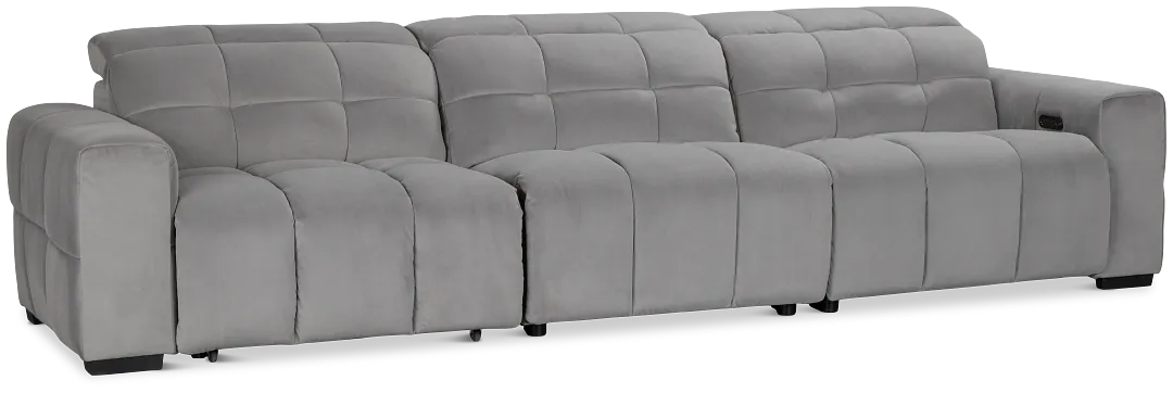 Gemma Light Gray Velvet Right Chaise Power Reclining Sectional