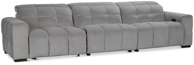 Gemma Light Gray Velvet Right Chaise Power Reclining Sectional
