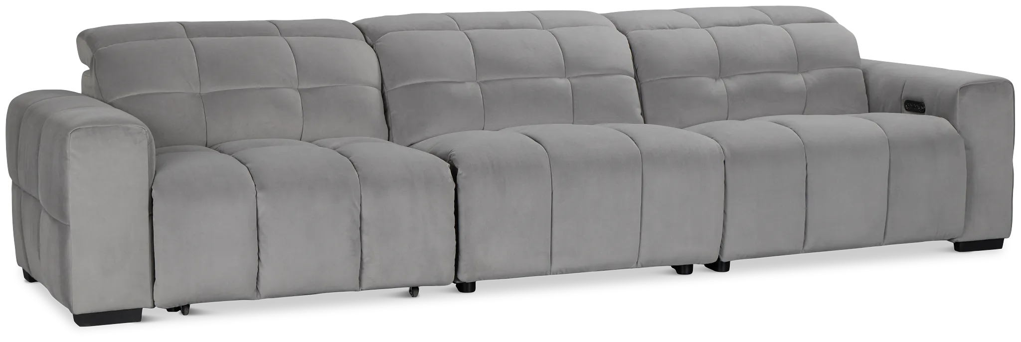 Gemma Light Gray Velvet Right Chaise Power Reclining Sectional
