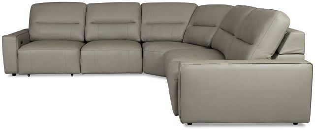 Rudy Gray Lthr/vinyl Small Two Arm Power Extension Chaise Sectional