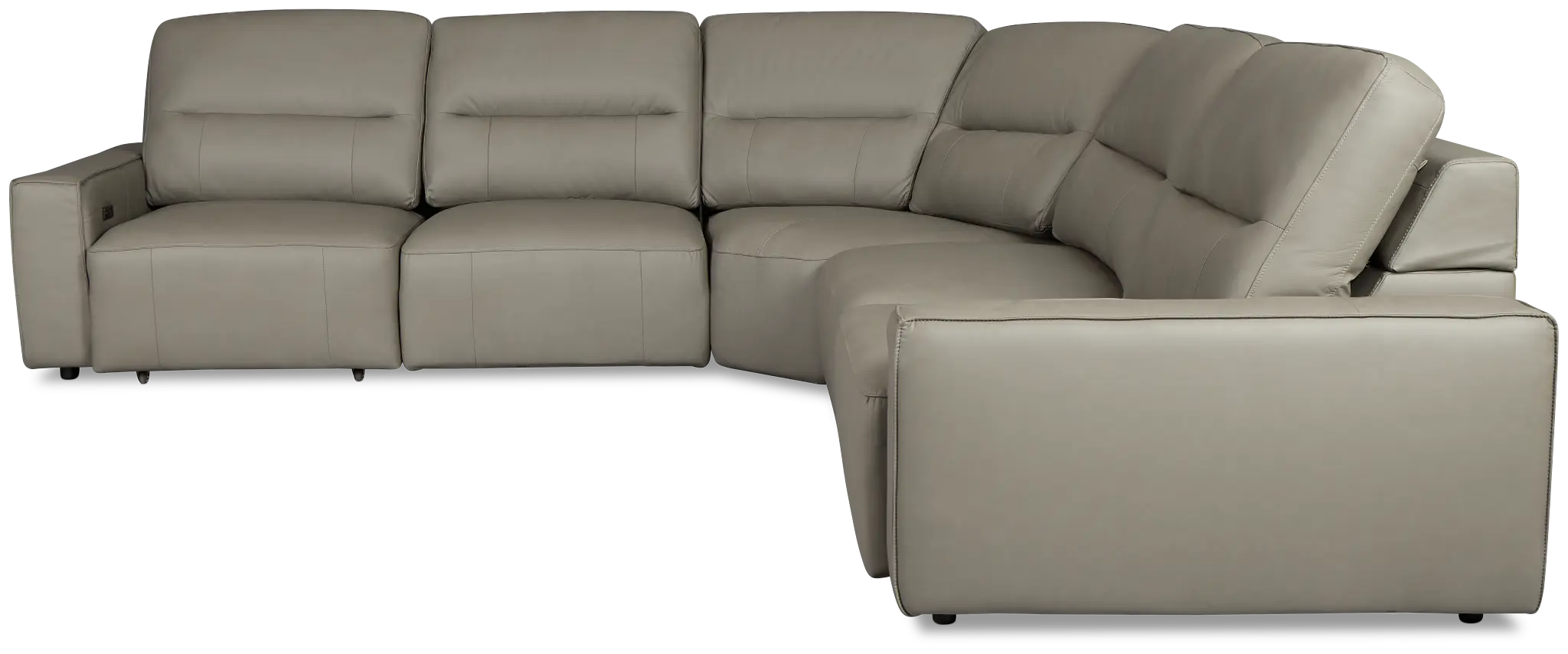Rudy Gray Lthr/vinyl Small Two Arm Power Extension Chaise Sectional Rudy Gray Lthr/vinyl Small Two Arm Power Extension Chaise Sectional