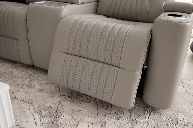 Nova Light Gray Lthr/vinyl Medium 2-arm Triple Power Massage Sectional