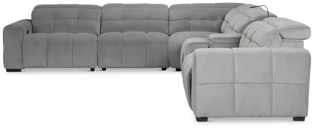 Gemma Light Gray Velvet Medium Triple Power Right Chaise Sectional
