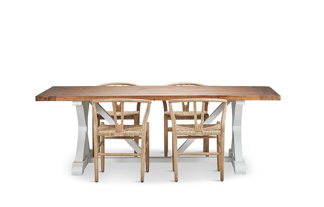 Hilton Light Tone 96" Table & 4 Wood Chairs (2)