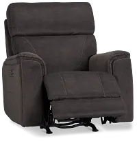Wells Dark Brown Fabric Power Recliner With Heat And Massage